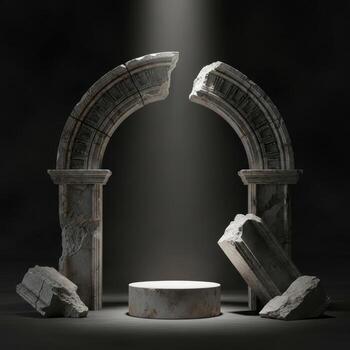Stone Arch Ruins Product Podium Display broken column photo