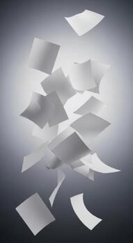 blanco papel hojas flotante y que cae en contra un degradado antecedentes imagen foto