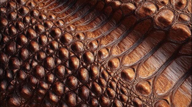Detailed texture showing brown reptile scales pattern for background or design element use photo