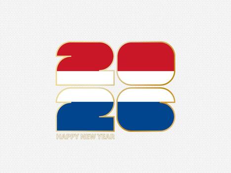 Abstract numbers 2026 with flag of Netherlands. vector