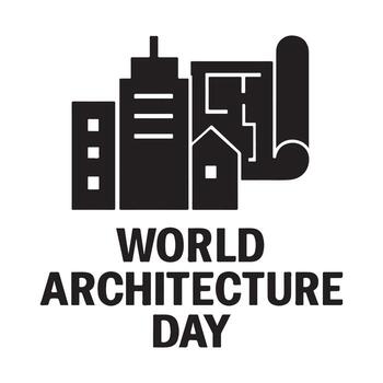 World Architecture Day Minimalist Design Buildings Blueprint Celebration of Design and Innovation in Urban Spaces vector