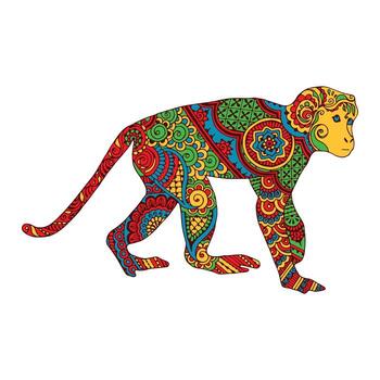 un vistoso mono con un estampado diseño vector