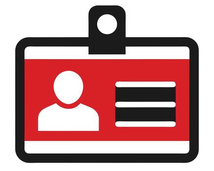 Clean, Modern Red ID Badge Icon Simple Identification Card Design for Access Control and Security vector
