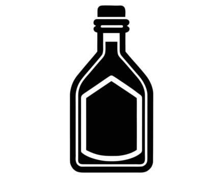 Mysterious Black Bottle Icon A Simple, Elegant, and Enigmatic Glass Container Design on White Background vector