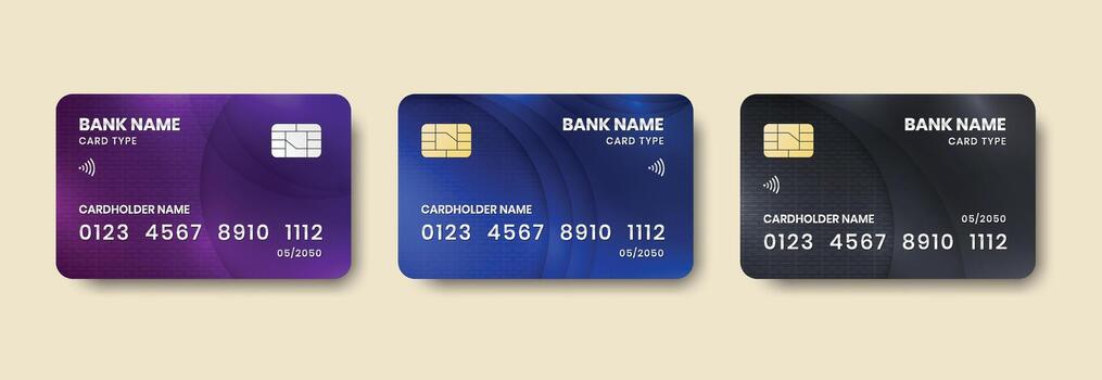 Modern simple design gradient color bank card template design set vector