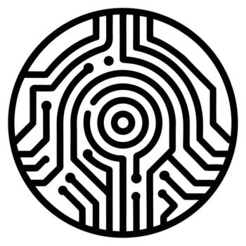 circular electrónico circuito tablero modelo con concéntrico círculos y radiante líneas tecnología vector