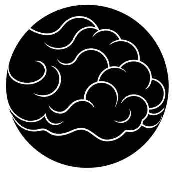 resumen negro circulo con blanco estilizado nube o cerebro modelo en blanco antecedentes ilustración vector