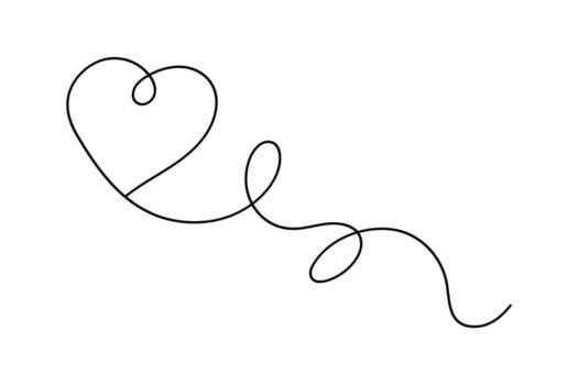 Romantic heart shape in continuous one line minimalist drawing style isolated clean elegant outline vector