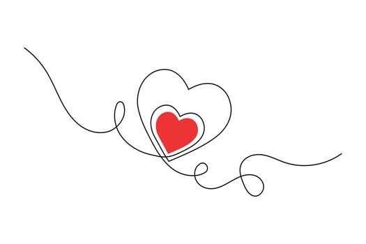 Minimalist continuous one line heart shape drawing isolated outline perfect for love and design work vector