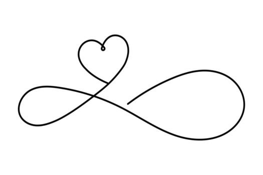 Elegant minimal continuous one line drawing of heart shape isolated for creative romantic concepts vector