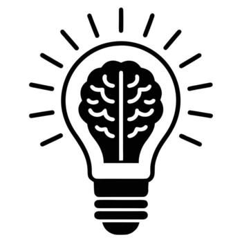 Light Bulb Icon with a Brain Inside Symbolizing an Idea or Innovation concept vector