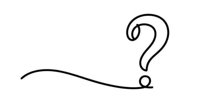 Continuous line drawing of question mark on white background for creative content materials vector