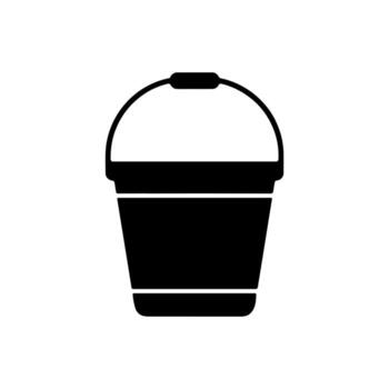 Black bucket with handle icon illustration isolated on white background for design vector