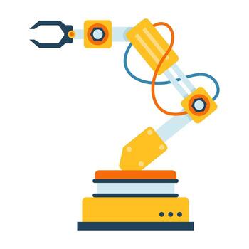 Sleek industrial robotic arms working in a high-tech manufacturing facility. Precision automation showcasing advanced engineering and innovation. vector