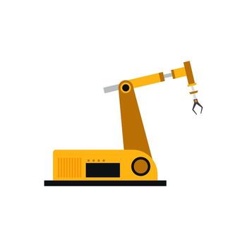 pulcro moderno robótico brazos trabajando en un alta tecnología industrial ajuste. avanzado automatización mejora precisión y eficiencia en fabricación procesos. vector