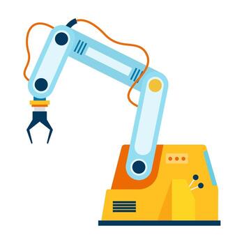 Sleek industrial robotic arms in action within a high-tech manufacturing facility. Advanced automation enhancing precision and efficiency. vector