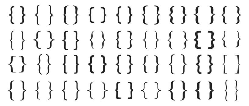 Rizado tirantes y soportes icono conjunto ,codificación puntuación símbolos, vector