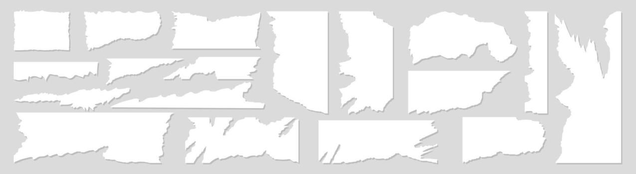 Torn paper shapes set , ripped edges, strips and frames, vector