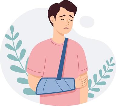 Dealing with a Broken Arm Illustration of a Man with a Sling vector
