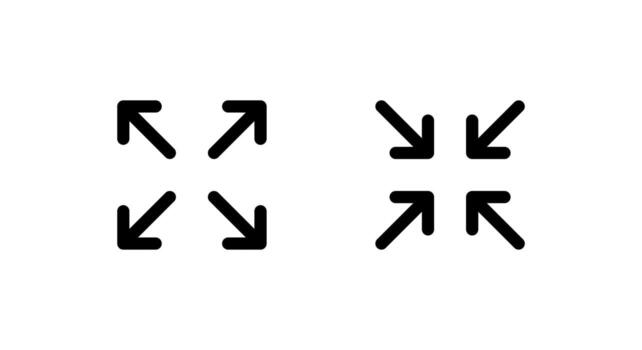Expand and collapse icon. Fullscreen and exit full screen symbol. Maximize and minimize arrow concept vector