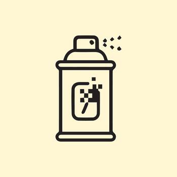 digital Arte rociar lata icono con pixelado efecto y pulverización partículas vector