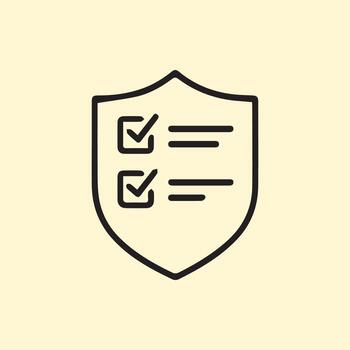 Secure Policy Compliance Icon Illustrating Data Protection and Verified Checklist vector