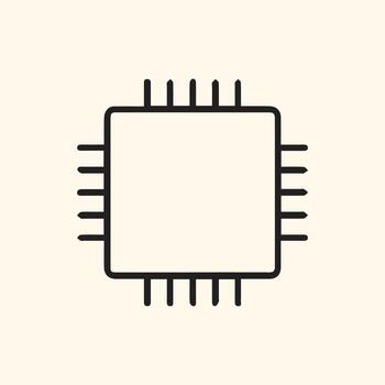 A clear and simple icon of a computer processing unit for digital tech and data concepts vector