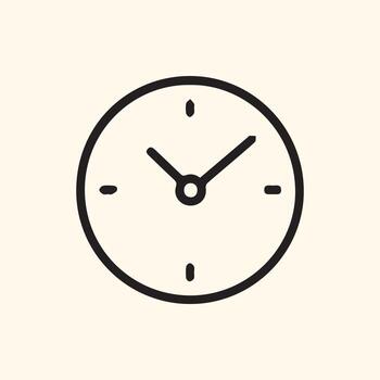 Modern Minimalist Time Clock Icon for Digital Interfaces and Chronological Displays vector