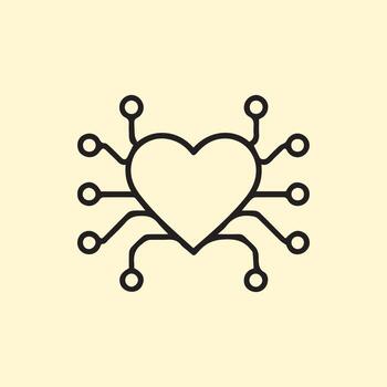 Circuit Heart Outline Merging Human Feelings with Advanced Digital Systems vector