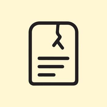 Simple Icon of a Damaged Document Representing File Error or Broken Data vector