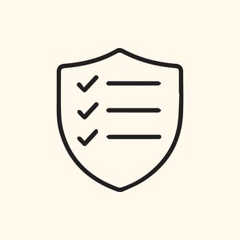Secure Checklist Markings on a Shield Indicating Approved Safety Measures vector