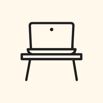 pulcro minimalista icono de un ordenador portátil computadora en un moderno estar para remoto trabajo y digital aprendizaje vector