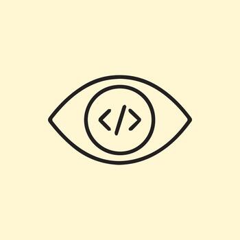 Visualizing Code Concepts an Eye with Angular Brackets for Software Review vector