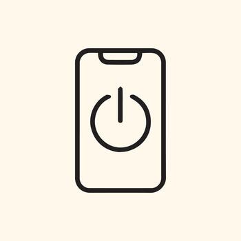 Simple mobile phone graphic showcasing a universal power switch symbol vector