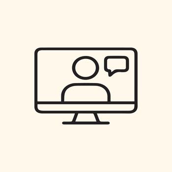 Modern Monitor Displaying Online Communication User Profile and Chat Bubble vector