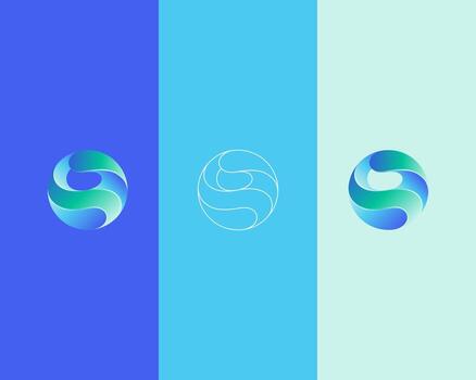 Colorful sphere global logo on multiple color background Colorful sphere global logo on multiple background vector