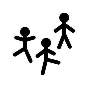 illustration featuring three basic stick figures arranged in a loose, informal grouping vector