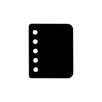 negro ilustración de un sencillo bloc o apilar de documentos con perforado agujeros en el lado, representado como un sólido negro forma. vector