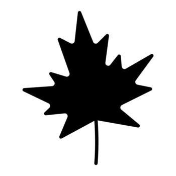 minimalist black illustration of a maple leaf. the design is a simple of a five-pointed leaf vector