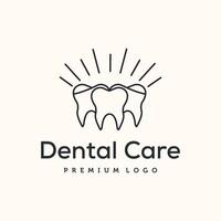 brillar dientes limpiar línea Arte logo minimalista ilustración diseño, dientes con radiante líneas encima símbolo diseño vector