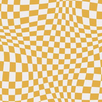 Retro curved yellow checkered pattern background vector