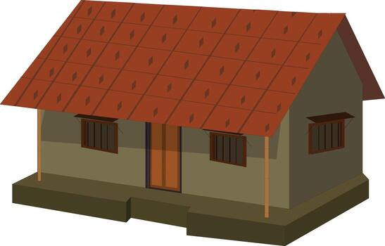 Charming small house with red tile roof, perfect for architectural visualizations and housing developments design vector