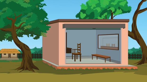 Rustic building nestled in nature ready for your creative projects and designs, perfect for a rural setting vector
