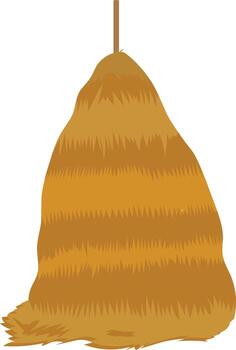 Golden haystack hanging from a stick evokes rustic charm and agricultural simplicity for autumn harvests vector