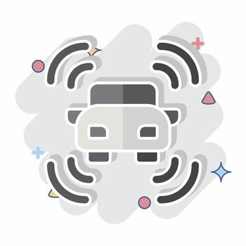 Icon Smart Car Sensor. related to Sensors symbol. comic style. design editable vector