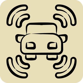 Icon Smart Car Sensor. related to Sensors symbol. hand drawn style. design editable vector