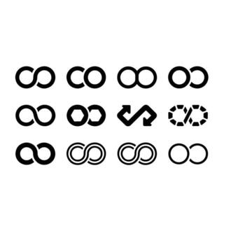 Black infinity symbols and variations loop endless vector