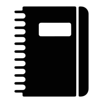 Black spiral bound notebook with white label vector