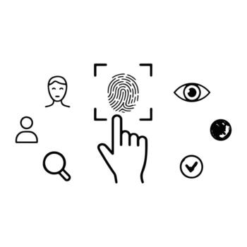 huella dactilar escanear y biométrico identificación íconos vector