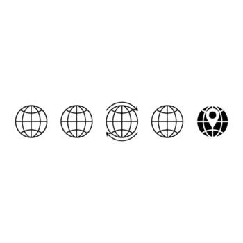 Globe icons with location pin and rotation world vector